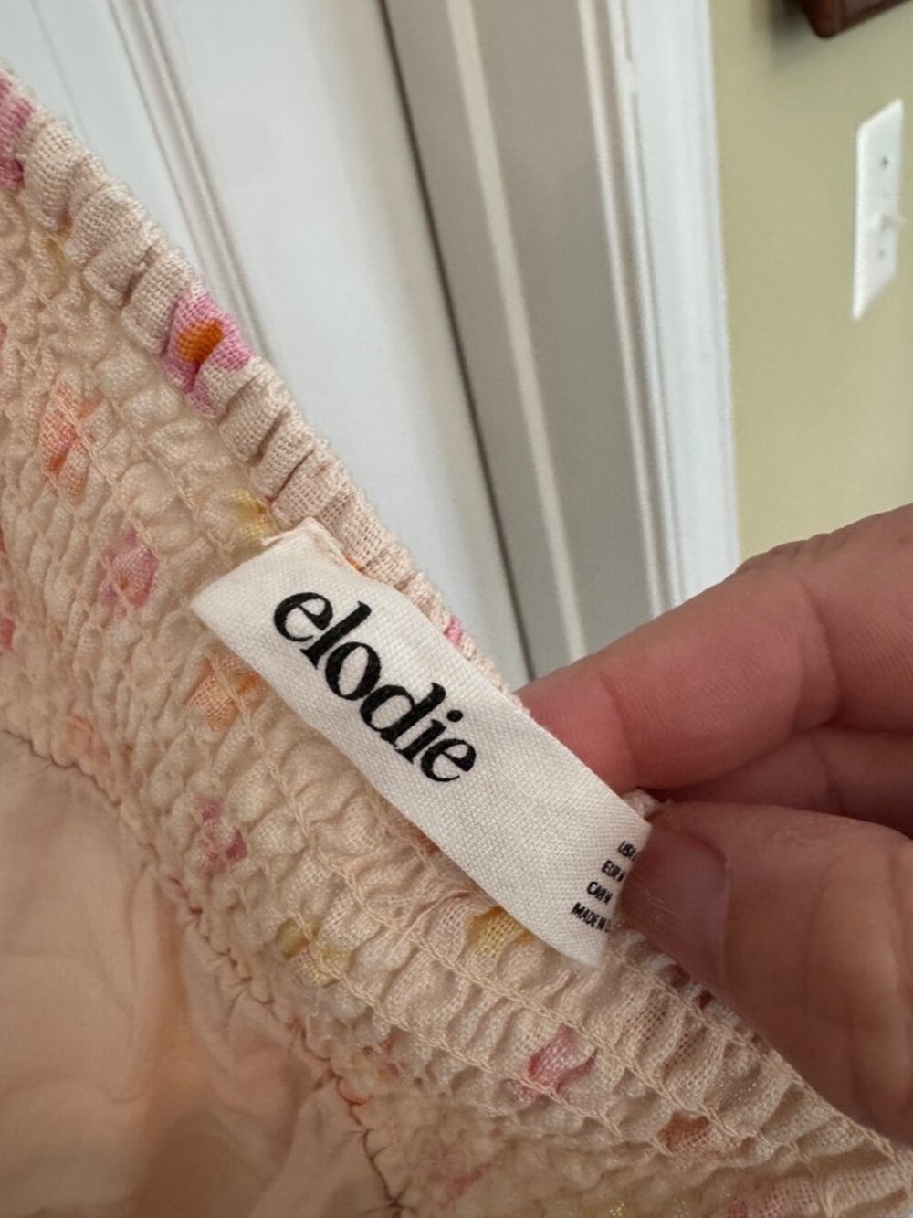 Elodie Flower Power Halter Top Mini Dress Sun Ivory Cream Linen Blend Smocking M - Picture 7 of 12